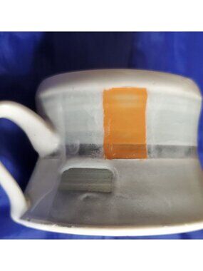 NWOT Signed Fuente Pottery Mug Contemporary Style Low Profile WideBase Geometric